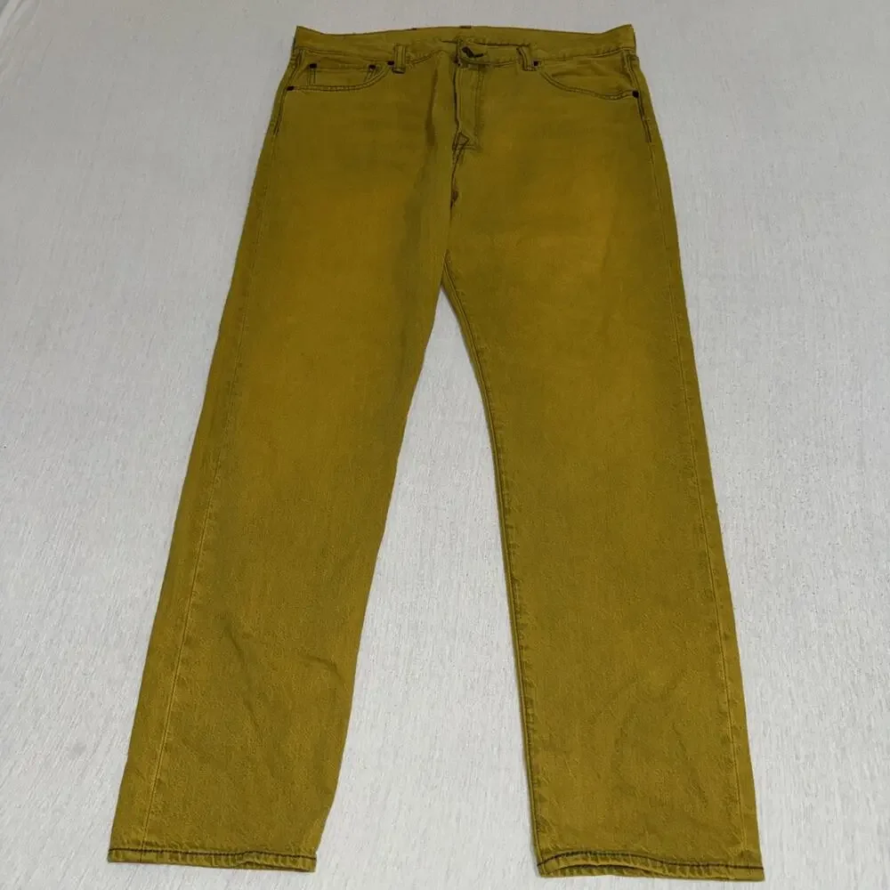 Levi's Vintage Retro Yellow Washed 501 CT Tapered Denim Jeans 36x30 NWT